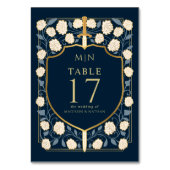 剣と盾のメディエーバルファンタジー結婚式のモノグラム テーブルナンバー (裏面)