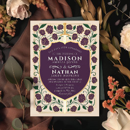 剣と盾のメディエーバルファンタジー結婚式のモノグラム 招待状