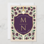 剣と盾のメディエーバルファンタジー結婚式のモノグラム 招待状 (裏面)