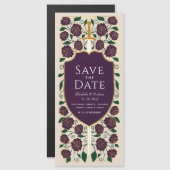 剣と盾の中世ファンタジー日付を保存 マグネット招待状 (正面/裏面)