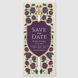 剣と盾の中世ファンタジー日付を保存 マグネット招待状