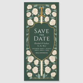 剣と盾の中世ファンタジー日付を保存 マグネット招待状