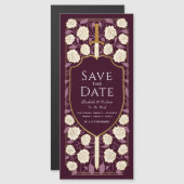 剣と盾の中世ファンタジー日付を保存 マグネット招待状 (正面/裏面)