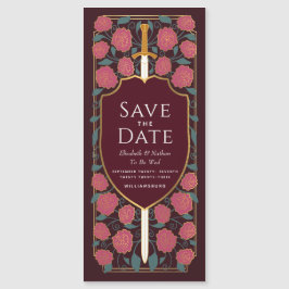 剣と盾の中世ファンタジー日付を保存 マグネット招待状