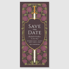 剣と盾の中世ファンタジー日付を保存 マグネット招待状