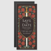 剣と盾の中世ファンタジー日付を保存 マグネット招待状 (正面/裏面)