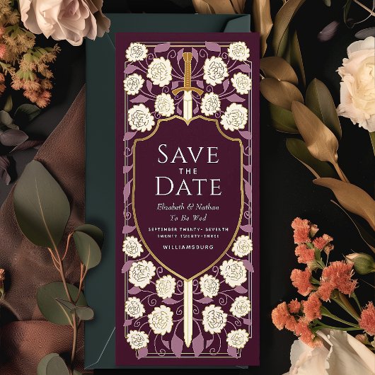 剣と盾の中世ファンタジー日付を保存 招待状