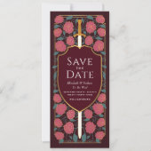 剣と盾の中世ファンタジー日付を保存 招待状 (正面)
