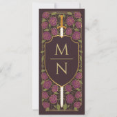 剣と盾の中世ファンタジー日付を保存 招待状 (裏面)