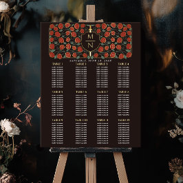 剣と盾の中世モノグラムのシーティングチャート ポスター