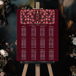 剣と盾の中世モノグラムのシーティングチャート ポスター