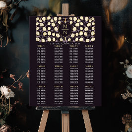 剣と盾の中世モノグラムのシーティングチャート ポスター