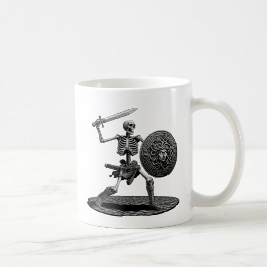 剣と盾を持つスケルトン コーヒーマグカップ (右)