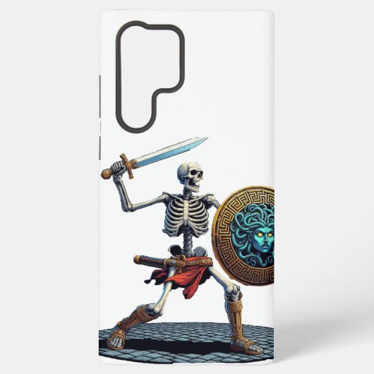 剣と盾を持つスケルトン SAMSUNG GALAXYケース (裏面)