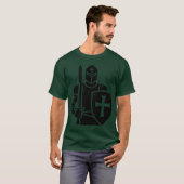 剣と盾を持つ十字軍騎士のシルエット f tシャツ (正面フル)