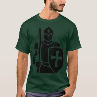 剣と盾を持つ十字軍騎士のシルエット f tシャツ