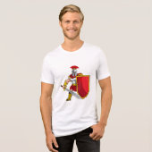 剣と盾を持つ古代の戦士 ヘルメット姿 トライブレンドTシャツ (正面全面)