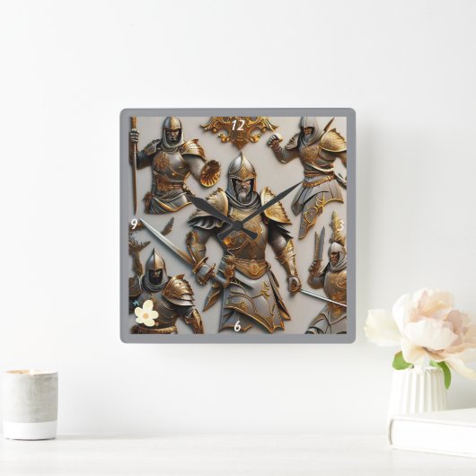 「剣と盾」 スクエア壁時計 (ホーム)
