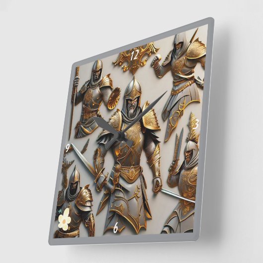 「剣と盾」 スクエア壁時計 (傾斜)