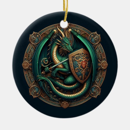 剣と緑の竜 セラミックオーナメント (正面)