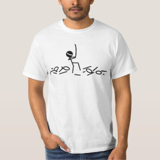 剣のワイシャツを持つ棒の姿の忍者 Tシャツ