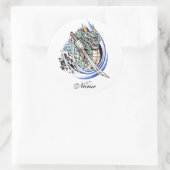 剣の入れ墨が付いているクールな東洋のドラゴン ラウンドシール (バッグ)