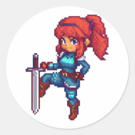 剣の女性RPG戦士 ラウンドシール