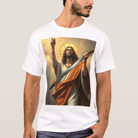 . .剣の男のTシャツで帰るイエス Tシャツ (正面)
