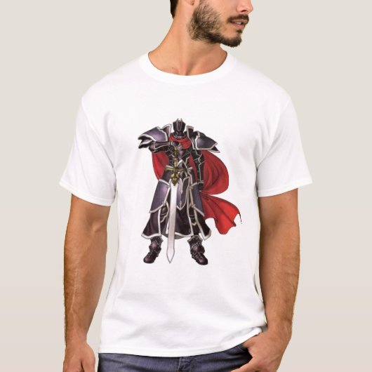 剣のTシャツを持つ中世黒騎士 Tシャツ (正面)