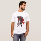 剣のTシャツを持つ中世黒騎士 Tシャツ (正面フル)