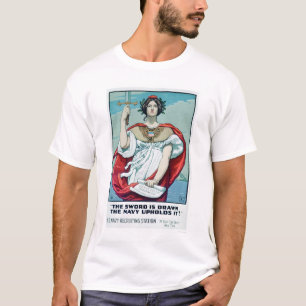 剣は描かれます-海軍はそれを支えます(US02303) Tシャツ