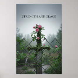 剣やる気を起こさせるとバラの柵 ポスター