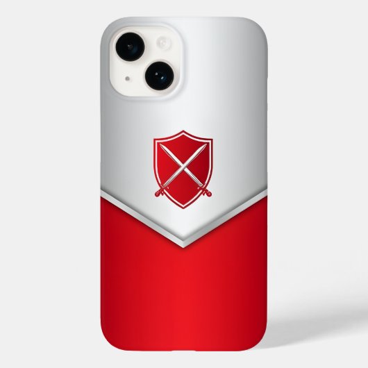 剣を交差させた銀と赤の盾 Case-Mate iPhoneケース (裏面)