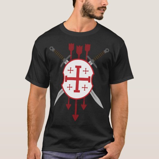 剣を持つジョージア国旗。 Tシャツ (正面)