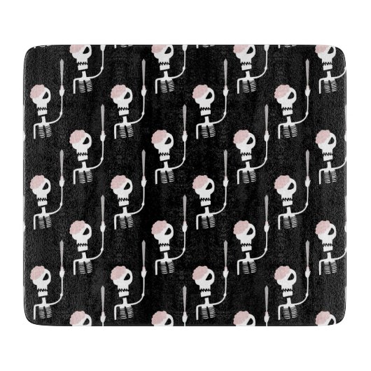 剣を持つハロウィーンのスケルトン カッティングボード (正面)