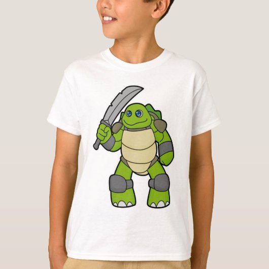 剣を持つ戦士のカメ Tシャツ (正面)