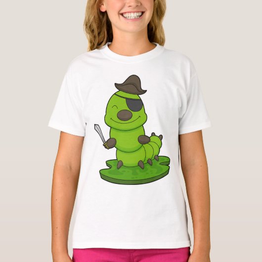 剣を持つ海賊のキャタピラー Tシャツ (正面)