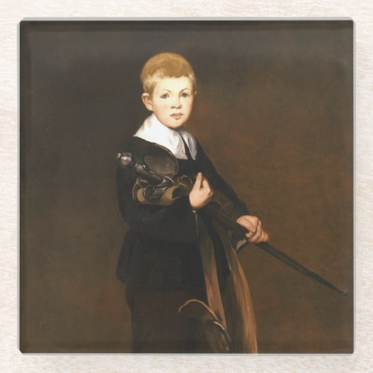剣を持つ男の子（Edouard Manet著） ガラスコースター (正面)