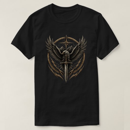剣を持つ鷲 Tシャツ (デザイン正面)