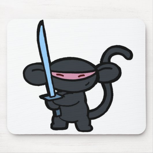 剣を持つ黒い忍者単語無し マウスパッド (正面)