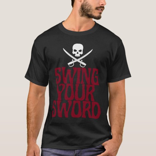 剣を振るレトロ Tシャツ (正面)