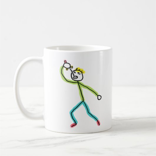 剣を飲むスティックマン コーヒーマグカップ (左)