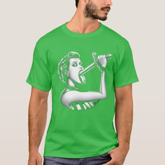剣を飲む女性 サイドショー カーニバルの少年 Tシャツ (正面)
