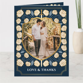 剣シールド中世ファンタジーモノグラム結婚ズ サンキューカード