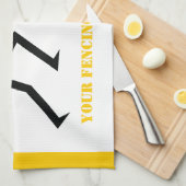 剣フェンシング付きフェンサーブラックシルエットカスタム キッチンタオル (四つ折り)