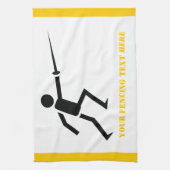 剣フェンシング付きフェンサーブラックシルエットカスタム キッチンタオル (縦)