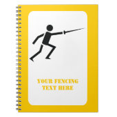 剣フェンシング付きフェンサーブラックシルエットカスタム ノートブック (正面)