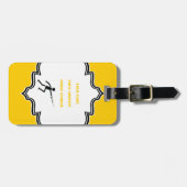 剣フェンシング付きフェンサーブラックシルエットカスタム ラゲッジタグ (正面横)