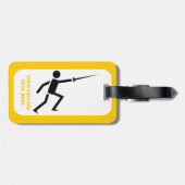 剣フェンシング付きフェンサーブラックシルエットカスタム ラゲッジタグ (裏面横)