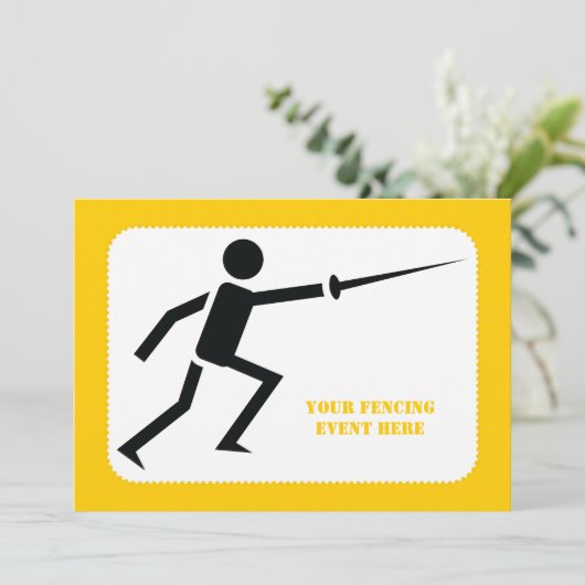 剣フェンシング付きフェンサーブラックシルエットカスタム 招待状 (スタンド正面)